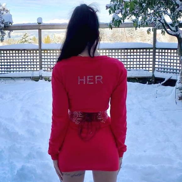 Red Sweater Dress - Picture 5 of 8